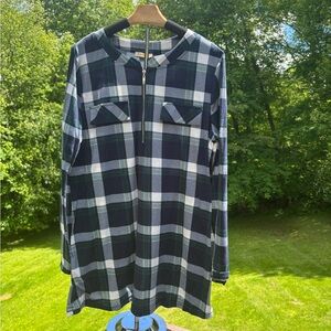 Woman’s Blue and White Plaid Shirt